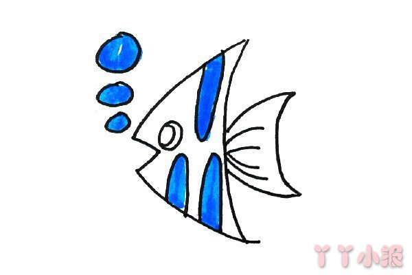 怎么画海洋风格鱼类简笔画带步骤简单又好看涂色