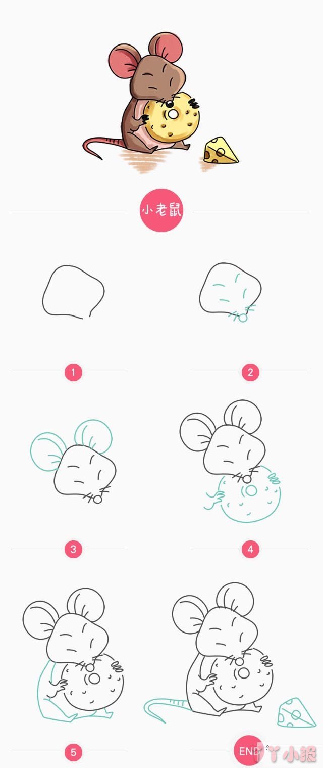 小老鼠的画法简笔画带步骤简单又好看涂色