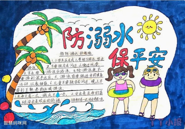 2022暑假防溺水手抄报简笔画怎么画简单又漂亮