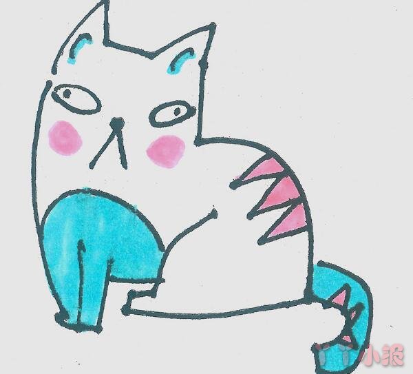 坐着的小猫咪简笔画画法图片步骤