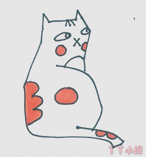 可爱猫咪的简笔画画法图片步骤