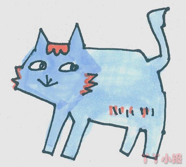 可爱小猫简笔画画法图片步骤