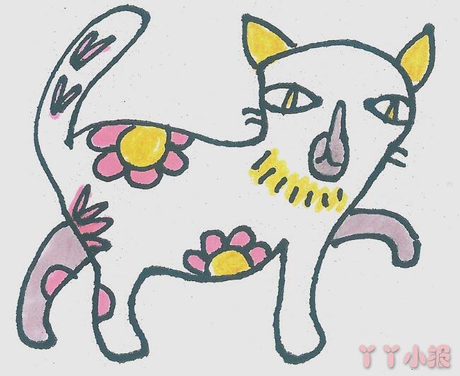 可爱卡通小猫简笔画画法图片步骤