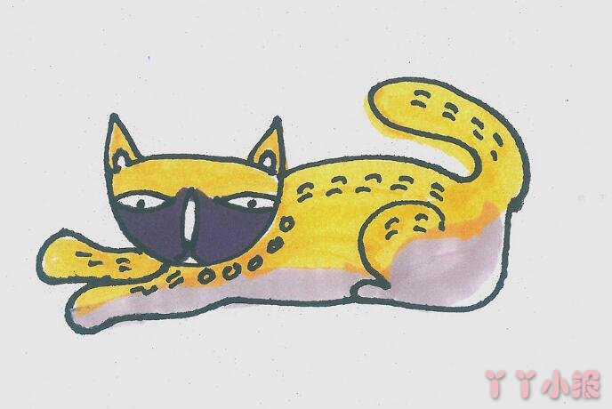 彩色小黄猫简笔画画法图片步骤