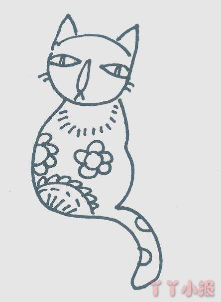 可爱小狸猫简笔画画法图片步骤