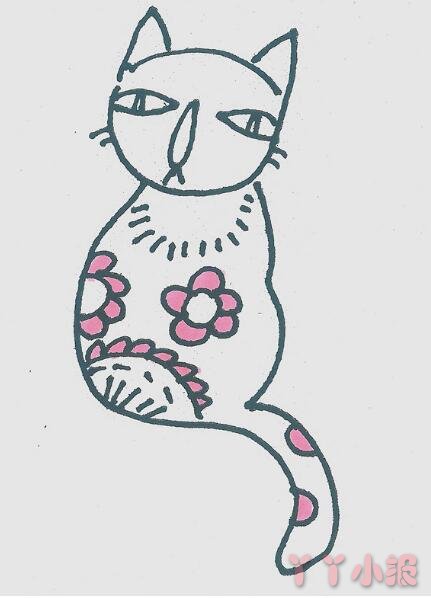 可爱小狸猫简笔画画法图片步骤
