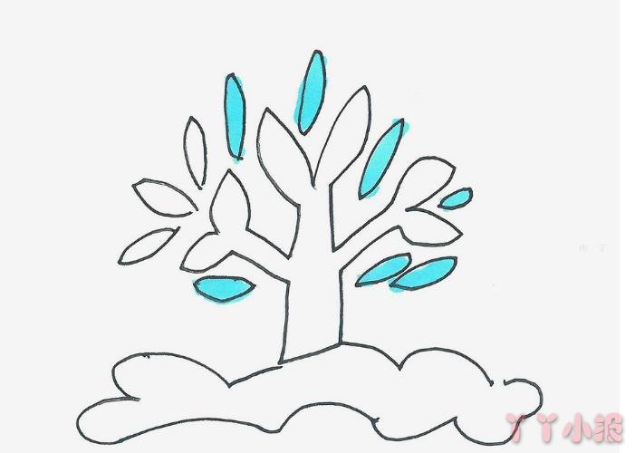 5岁简笔画启蒙教程 涂色大树的画法图解教程