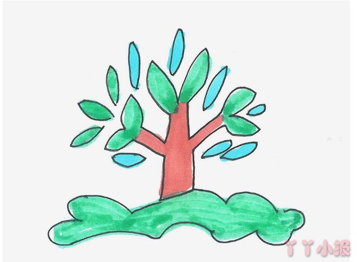 5岁简笔画启蒙教程 涂色大树的画法图解教程