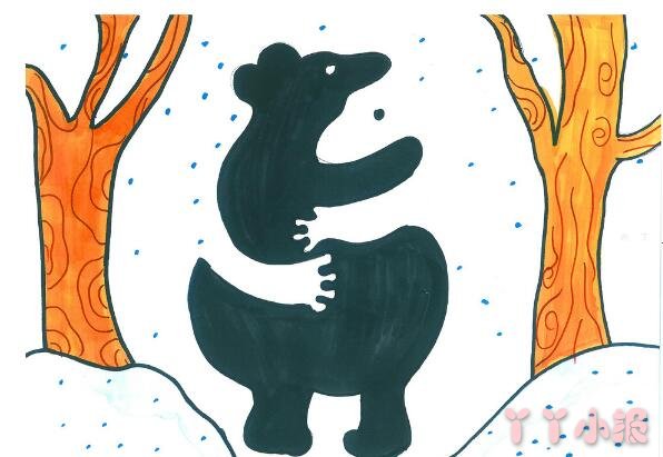 熊的简笔画画法填色画图片