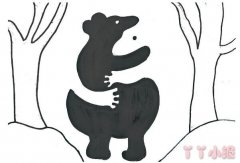 熊的简笔画画法填色画图片