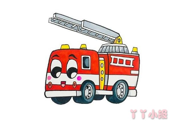 一步一步绘画消防车简笔画简单又漂亮涂颜色