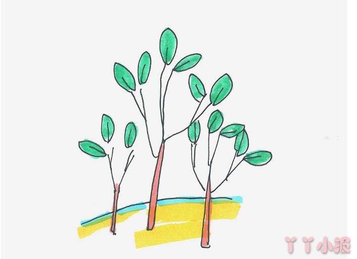 大树儿童简笔画涂色 大树怎么画简单又漂亮带步骤