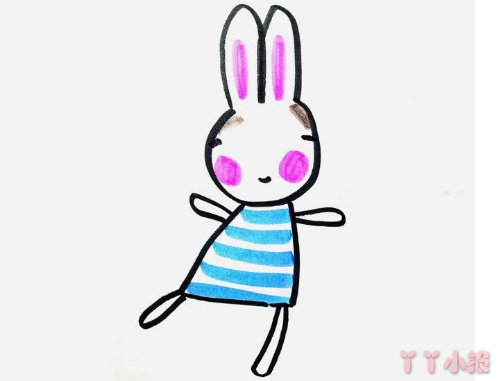 跳舞的小白兔怎么画带步骤简单又可爱 小白兔简笔画图片