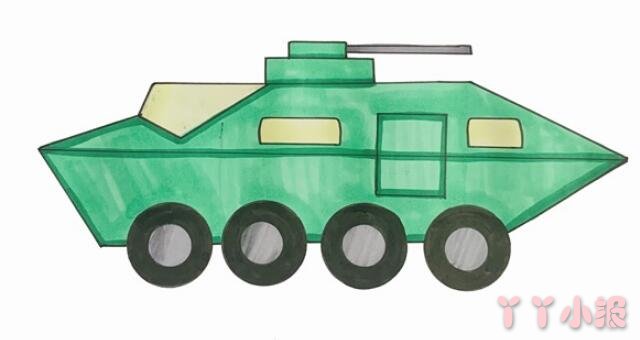 坦克简笔画图片 战车怎么画涂色带步骤简单好看