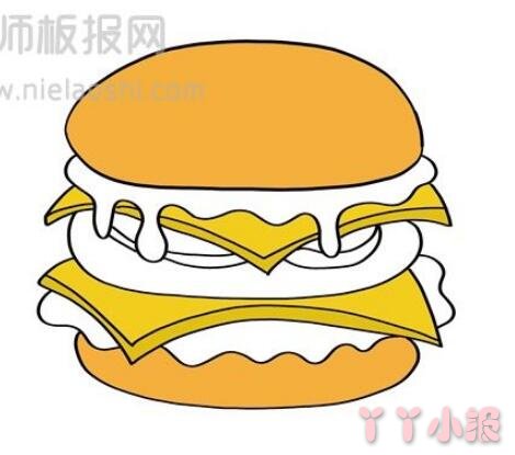 汉堡简笔画图片 汉堡怎么画涂色带步骤简单好看