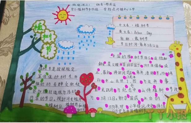 四年级关于植树节的手抄报图片简单又精美含文字内容