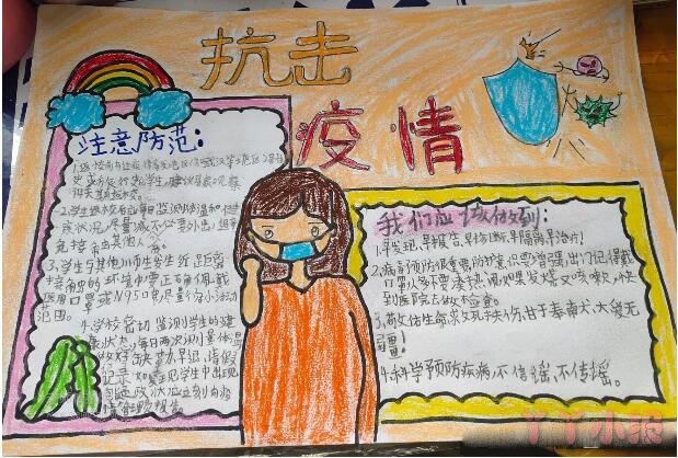 小学生抗击疫情儿童画手抄报简单又漂亮