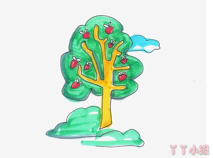 怎么画大树简笔画带步骤简单又可爱涂色
