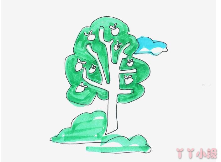 怎么画大树简笔画带步骤简单又可爱涂色