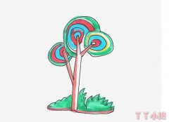 大树的画法简笔画带步骤简单又漂亮涂色幼儿简笔画