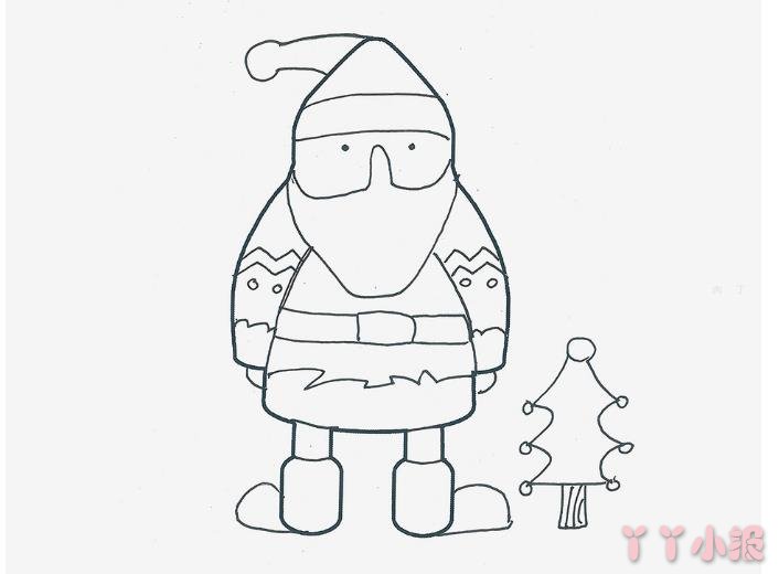 一步一步画圣诞老人简笔画带步骤涂色简单又漂亮