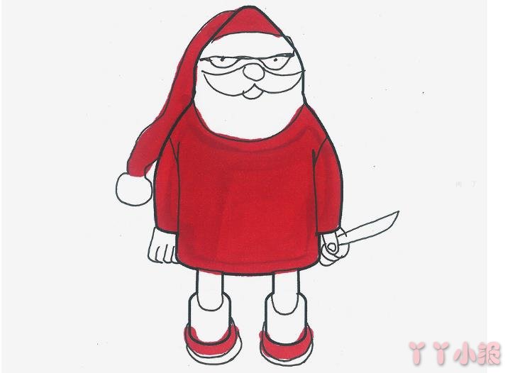 圣诞老人怎么画漂亮带步骤涂色 圣诞老人简笔画图片