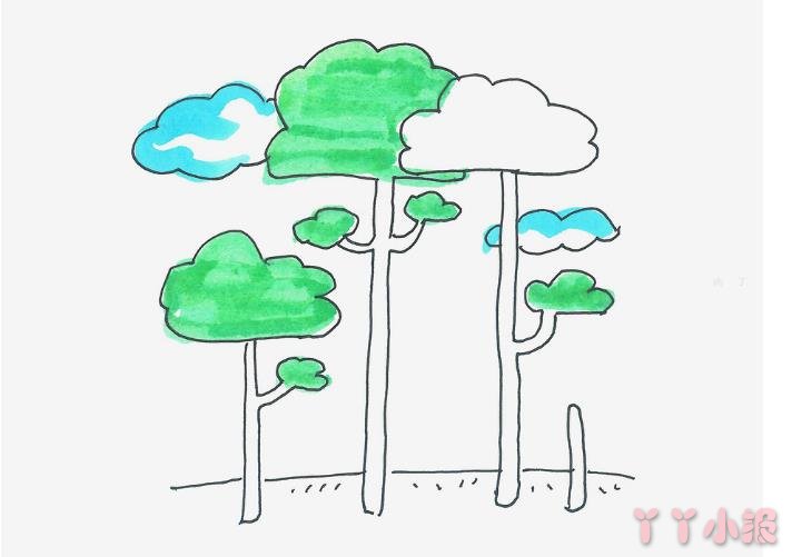 怎么画大树简笔画带步骤简单又好看填色