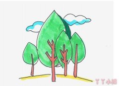 幼儿简笔画大树怎么画好看带步骤填色 大树简笔画图片
