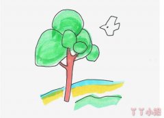 儿童简笔画大树怎么画可爱带步骤填色 大树简笔画图片水彩画
