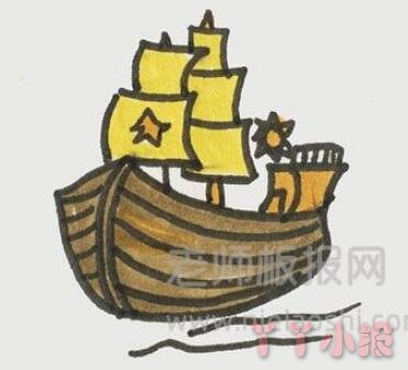 古代帆船简笔画图片 帆船怎么画简单带步骤