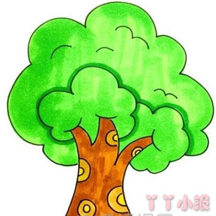 怎样画一棵大树简笔画填色简单又漂亮带步骤