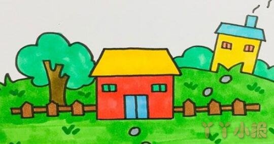 怎样画乡村房子简笔画填色简单又漂亮带步骤
