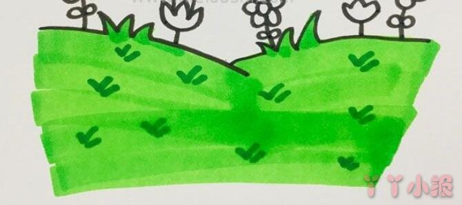儿童简笔画草地怎么画涂色简单又漂亮带步骤