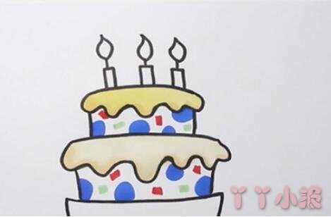 生日蛋糕简笔画带颜色  生日蛋糕怎么画简单又好看带步骤