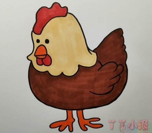 母鸡的画法步骤涂颜色 母鸡简笔画图片