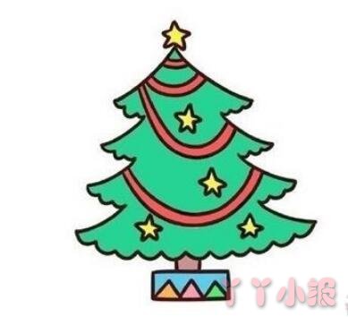 圣诞树的画法步骤涂颜色 圣诞树简笔画图片