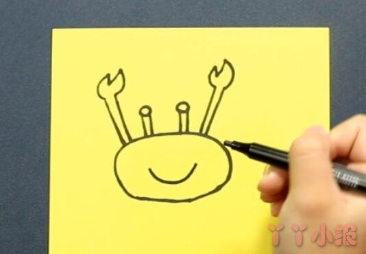 儿童简笔画螃蟹怎么画涂色简单又漂亮带步骤