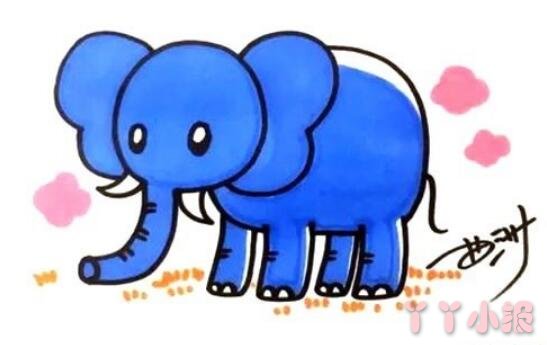 一步一步画大象简笔画简单又好画涂颜色