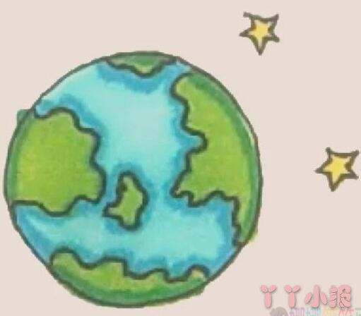 儿童简笔画地球怎么画涂色简单又漂亮带步骤