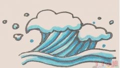 海浪的画法步骤涂颜色 海浪简笔画图片
