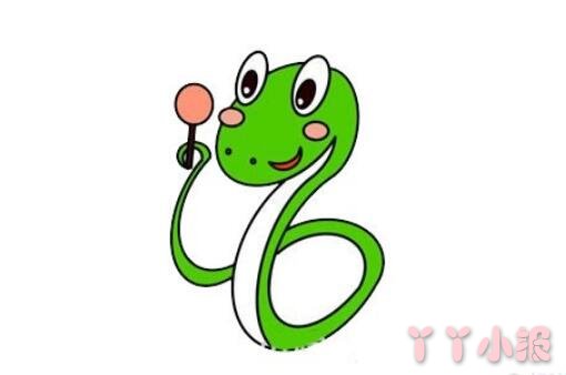 卡通绿蛇的画法步骤涂颜色 卡通绿蛇简笔画图片