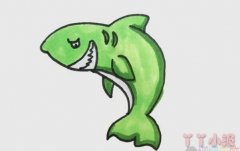 巨齿鲨的画法步骤涂颜色 巨齿鲨简笔画图片