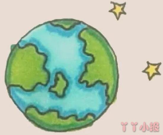 儿童简笔画地球怎么画涂色简单又漂亮带步骤