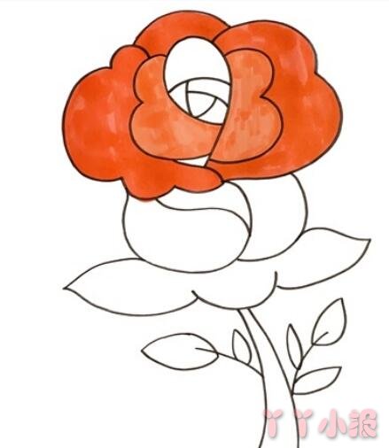 玫瑰花怎么画简单又好画带步骤涂颜色